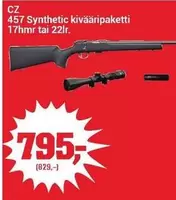 CZ 457 Synthetic kivääripaketti 17hmr tai 22lr.