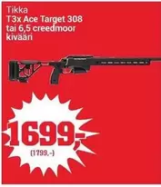 T3x Ace Target 308 tai 6,5 creedmoor kivääri