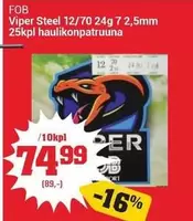 Viper Steel 12/70 24g 7 2,5mm haulikonpatruuna