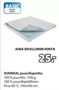 SUNNDAL puuvillapeitto