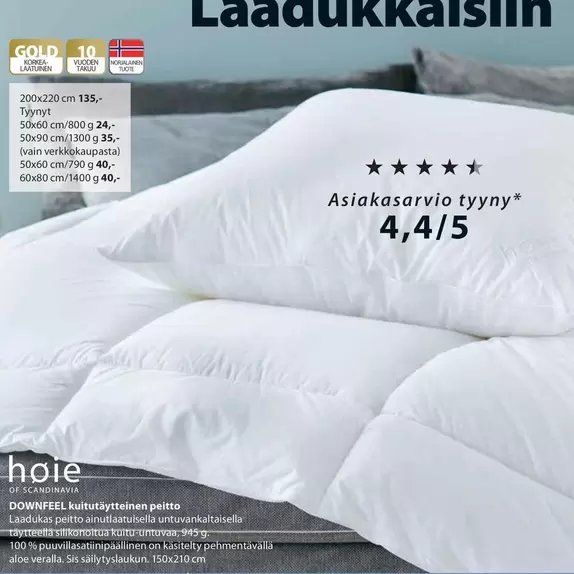 DOWNFEEL kututäytteinen peitto