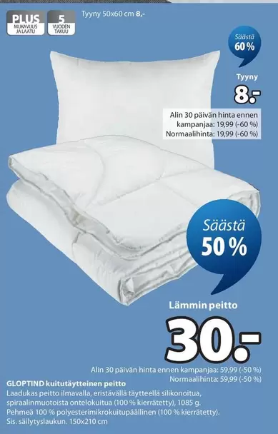 GLOPTIND kuhatiivisteinen peitto