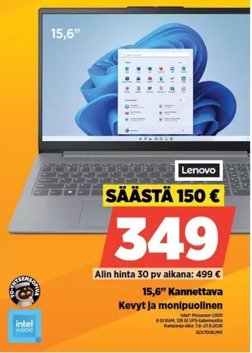 Intel - 15,6" Kannettava Kevyt ja monipuolinen