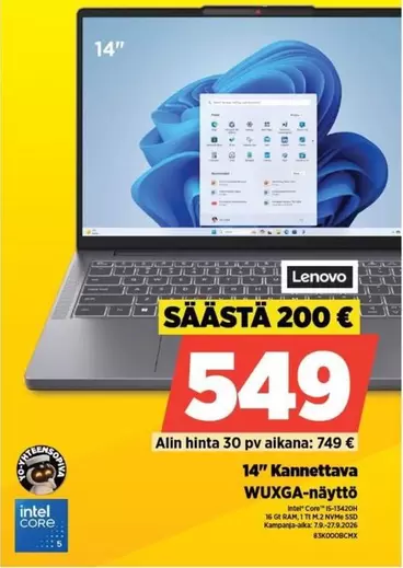 Intel - 14" Kannettava WUXGA-näyttö