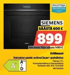 Siemens - Valvaton uunin activeClean
-puhdistus