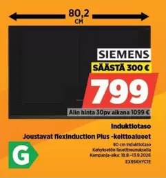 Siemens - Joustavat flexInduction -keittotaso