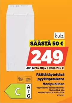 Päältä täytettävä pyykinpesukone Monipuolinen