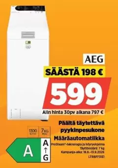 Päälle täytettävä pyykinpesukone