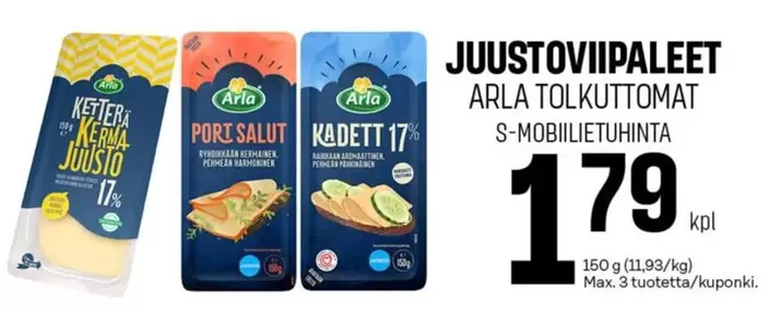 Arla - JUUSTOVIIPALEET
