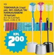 TISKIKHARJA 3 kpl/pkt, WC-HARJA TAI HANKAUSSIENI 18 kpl/pkt