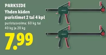 Yhden käden puristimet 2 tai 4 kpl