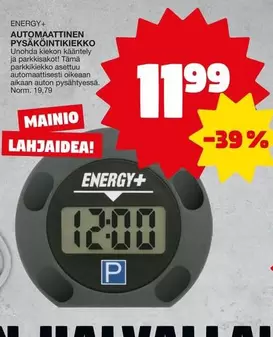ENERGY+ Automaattinen pysäköintikiekko