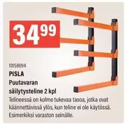 Puutavaran säilytysteline 2 kpl