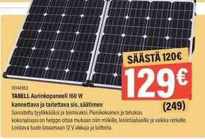 TABELL Aurinkopaneeli 160 W