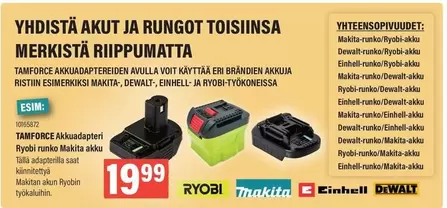 Makita - TAMFORCE Akkuadapteri Ryobi runko akku