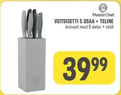 VEITSISSETTI 5 OSAA + TELINE knivset med 5 delar + ställ