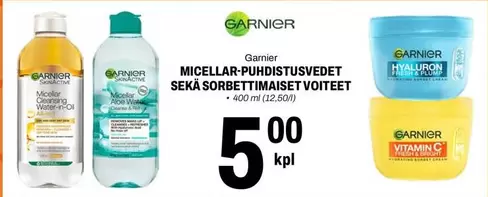MICELLAR-PUHDISTUSVEDET SEKÄ SORBETTIMAISET VOITEET