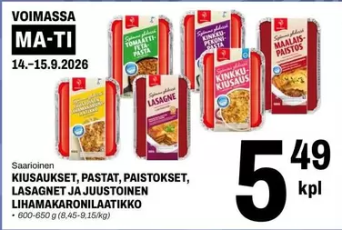 KIUSAUKSET, PASTAT, PAISTOKSET, LASAGNET JA JUUSTOINEN LIHAMAKARONILAATIKKO