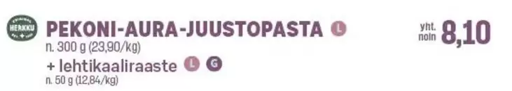 PEKONI-AURA-JUUSTOPASTA + lehtikaaliraaste