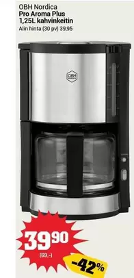 Obh Nordica - Pro Aroma Plus 1,25L kahvinkeitin