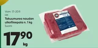 Takuuumea naudan ulkofileepala