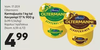 Oltermanni - Kermajuusto 1 kg tai Kevyempi 17 % 900 g