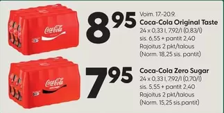 Original - Coca-Cola Taste 24 x 0,33 l, 7,92/1 (0,83/1)