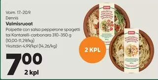 Valmisruoat Polpette con salsa pepperone spaghetti tai Kantarelli-carbonara