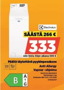Päältä täytettävä pyykinpesukone