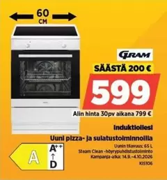 Uuni pizza- ja sulatustoiminnolla
