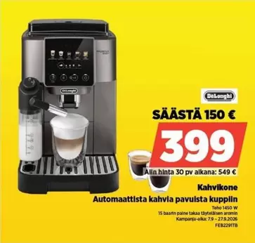 Automaattista kahvia pavuista kuppiin