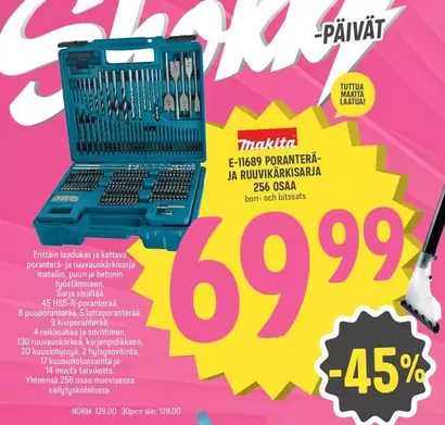 Makita - PORANTERÄ- JA RUUVIKÄRKISARJA 256 OSAA