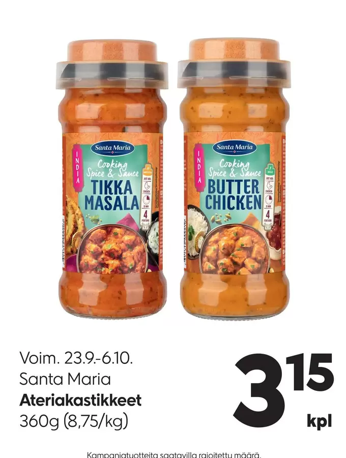 Tikka Masala / Butter Chicken Ateriakastikkeet