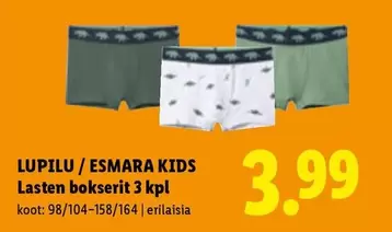 Lasten bokserit 3 kpl