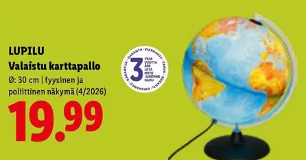 Valaistu karttapallo