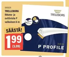 TRELEBORG Ikkuna- ja ovitiiviste P valkoinen 6 m