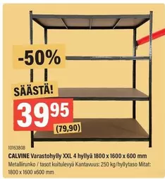 Varastohylly XXL 4 hyllyä 1800 x 1600 x 600 mm