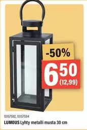 LUMOUS Lyhty metalli musta 30 cm