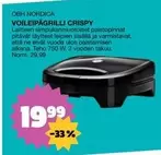 Obh Nordica - VOILEIPÄGRILLI CRISPY