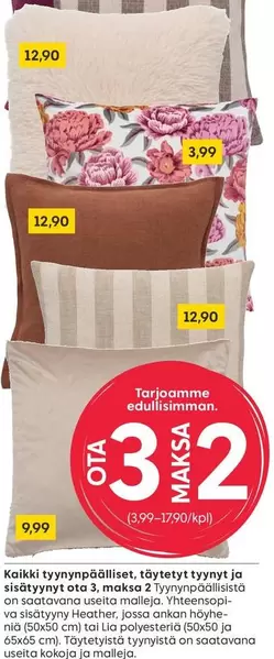 Tyynynpäälliset, täytetyt tyynyt