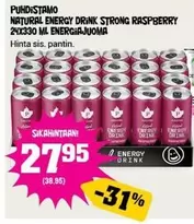 NATURAL ENERGY DRINK STRONG RASPBERRY 24X330 ML ENERGIAJUOMA