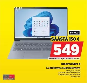 Amd - Ideapad Slim 3 Luotettavaa suorituskykyä