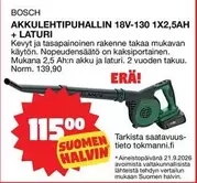 AKKULEHTIPUHALLIN 18V-130 1X2,5AH + Laturi