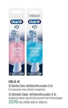 Oral B - IO Gentle Care-refillborsthuvuden 3 st. / IO Ultimate Clean-refillborsthuvuden 3 st.