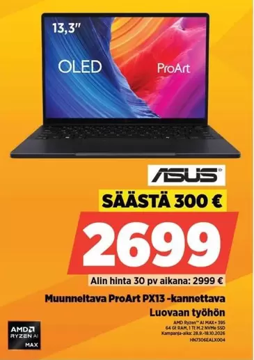 Asus - Muunneltava ProArt PX13-kannettava