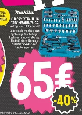 Makita - E-10899 TYÖKALU- JA TARVIKESARJA 76-OS.