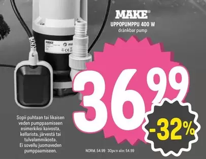 UPPOUPUPMPPU 400 W dränkar pump