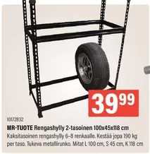 MR-TUOTE Rengashylly 2-tasoinen 100x45x118 cm