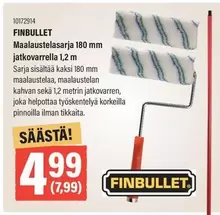 FINBULLET Maalaustelasarja 180 mm jatkovarrella 1,2 m