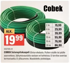 COBEK Sulanapitokaapeli Elintarvikelaatu